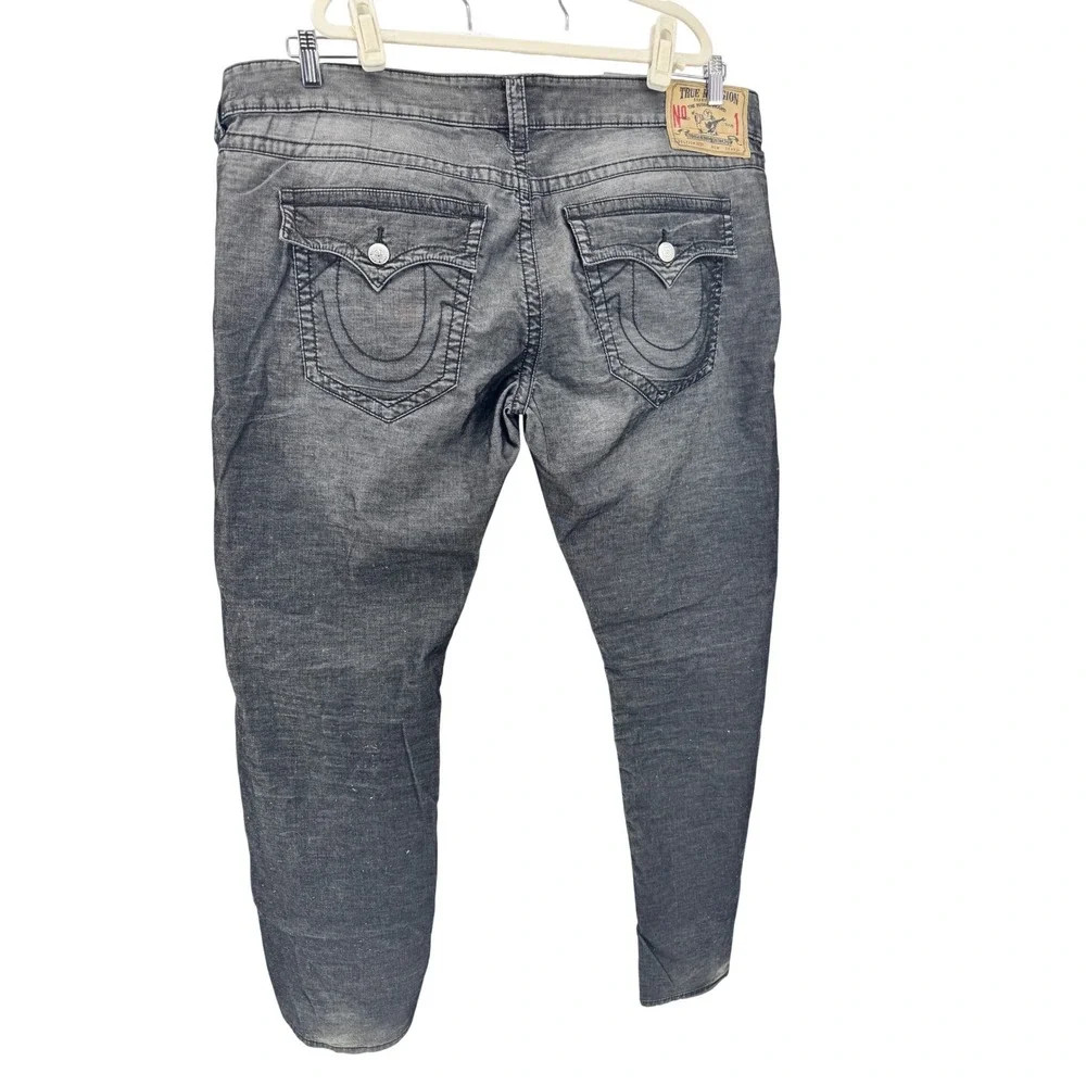 True Religion‎ Jeans Ricky 44x34 Bootcut Black Grey Wash Flap Pocket Baggy